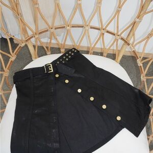 Frame Denim Black Skirt with Gold Buttons